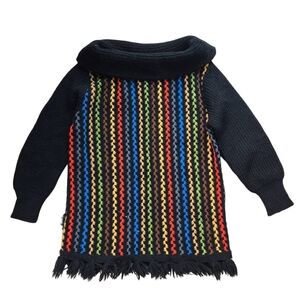 Vintage 100% Virgin Wool Colorful Striped Knit Sweater